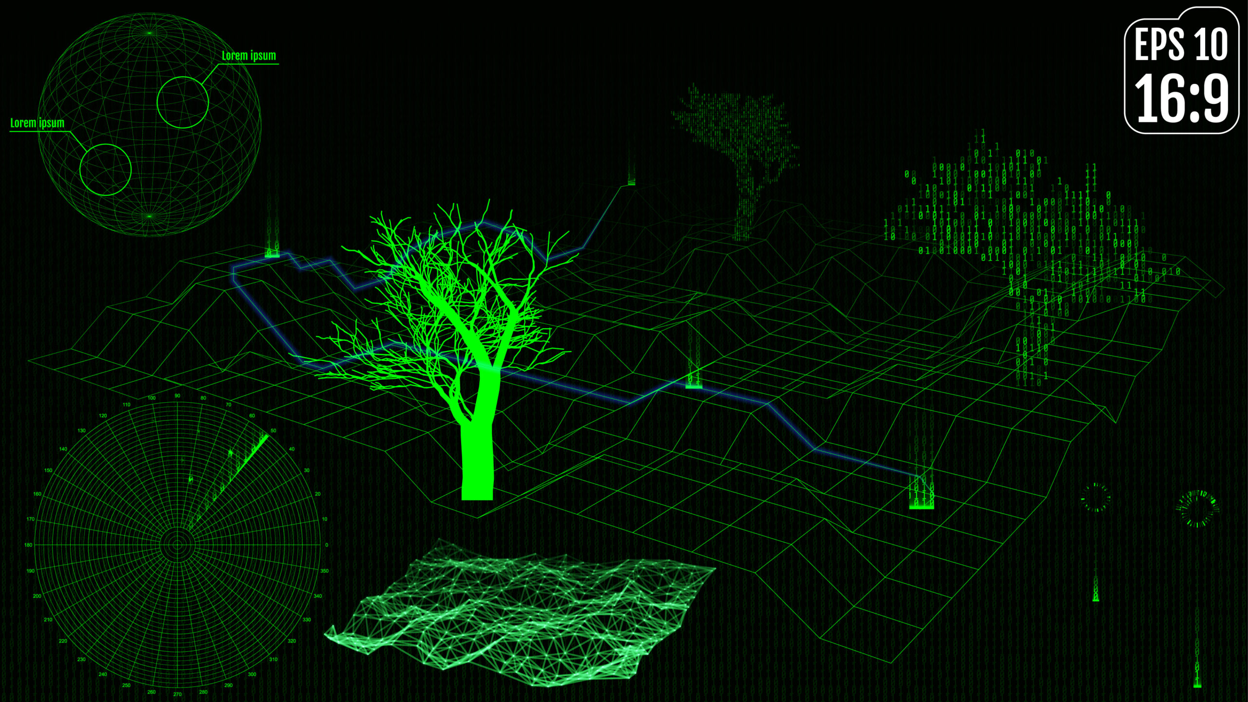Landscape background. Cyberspace landscape grid. 3d technology.